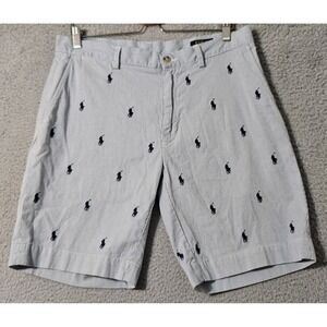 Polo Ralph Lauren Shorts Men's Size 33 Seersucker All‎ Over Pony Print Chinos